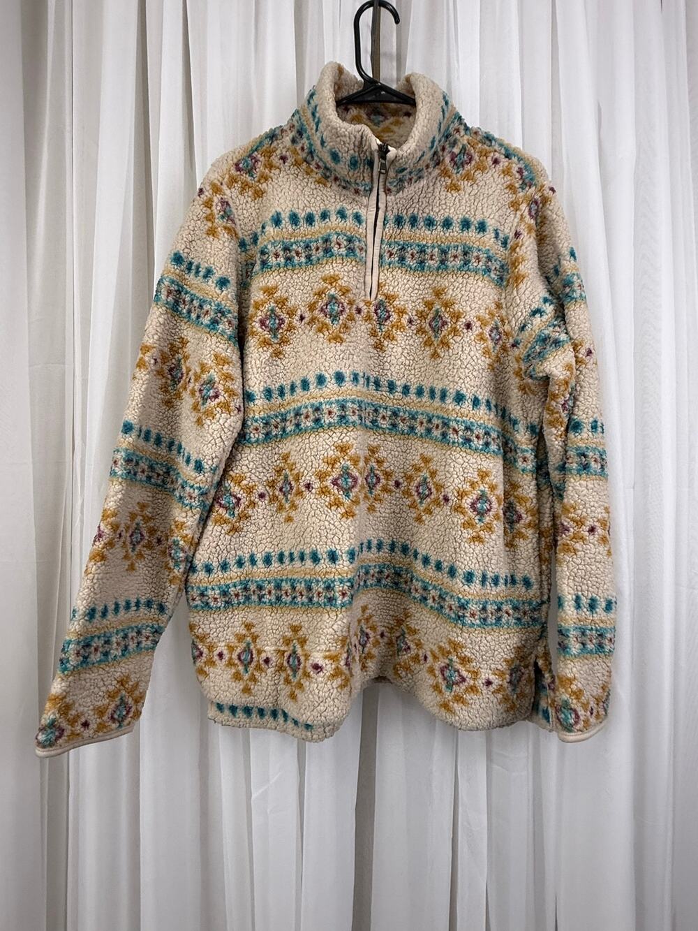 Sonoma XXL Sherpa Fleece Quarter Zip Pullover Aztec Print Cozy Jacket